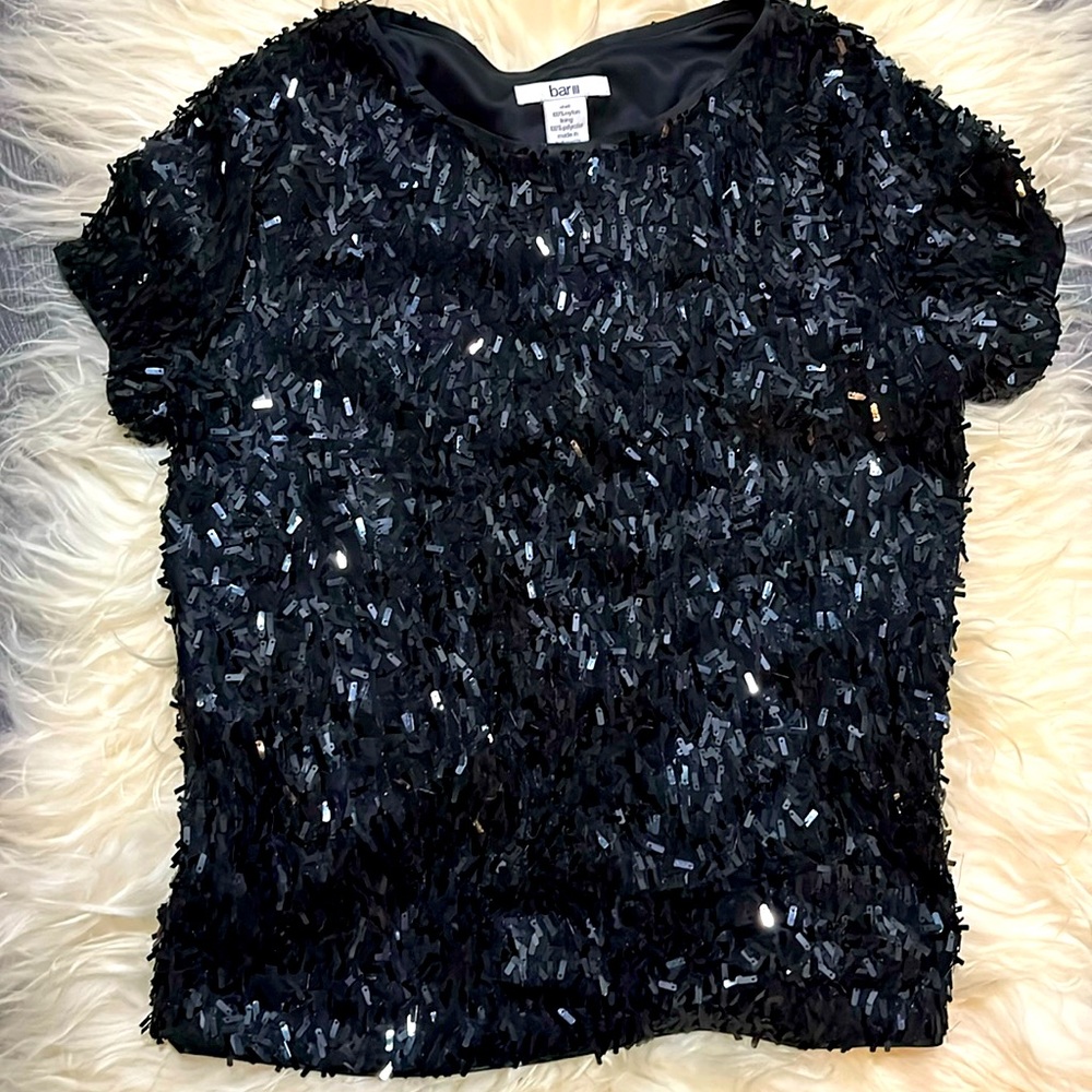 Bar Black Confetti Holiday Night Short Sleeve Shirt